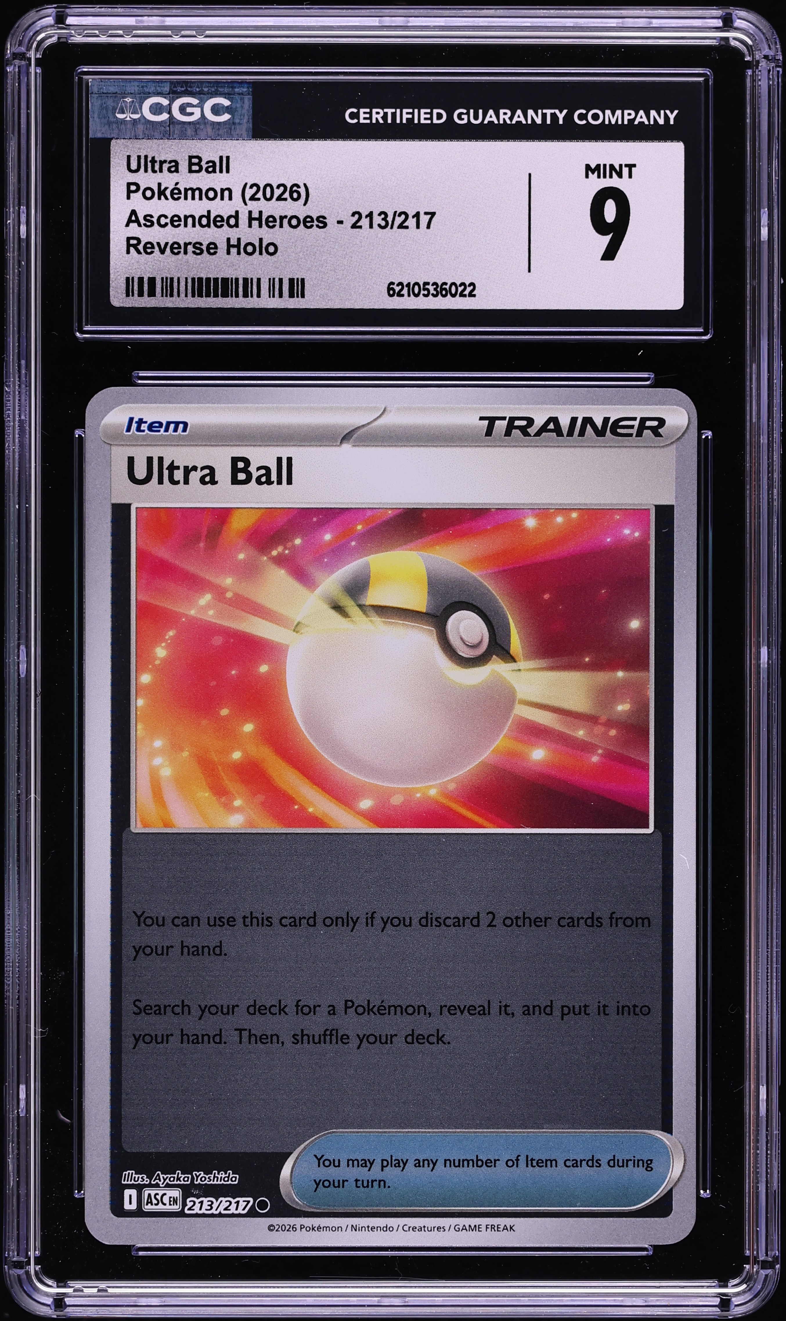 2026 Pokemon Mega Evolution Ascended Heroes Reverse Holo Ultra Ball #213 CGC 9 MINT