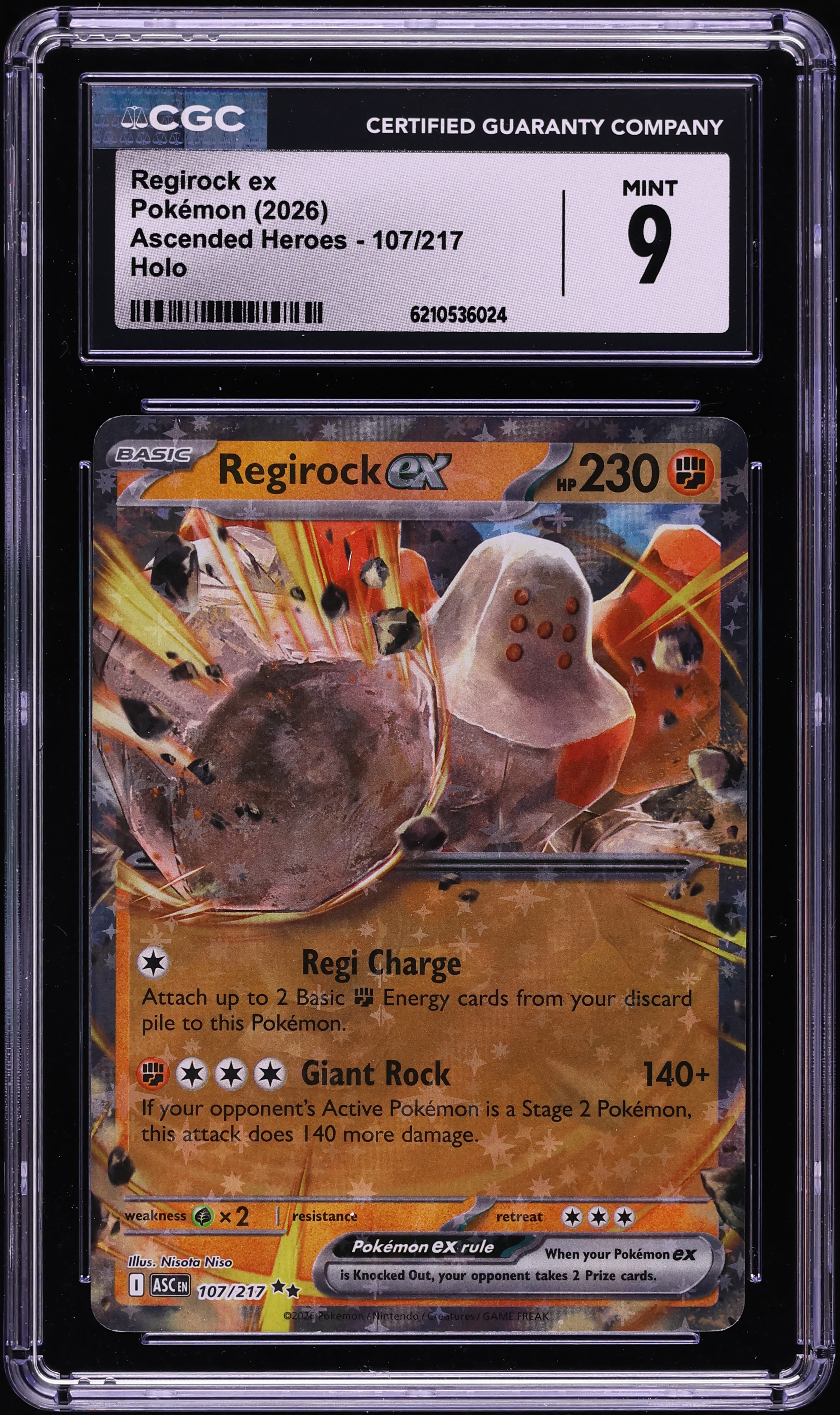 2026 Pokemon Mega Evolution Ascended Heroes Holo Regirock Ex #107 CGC 9 MINT