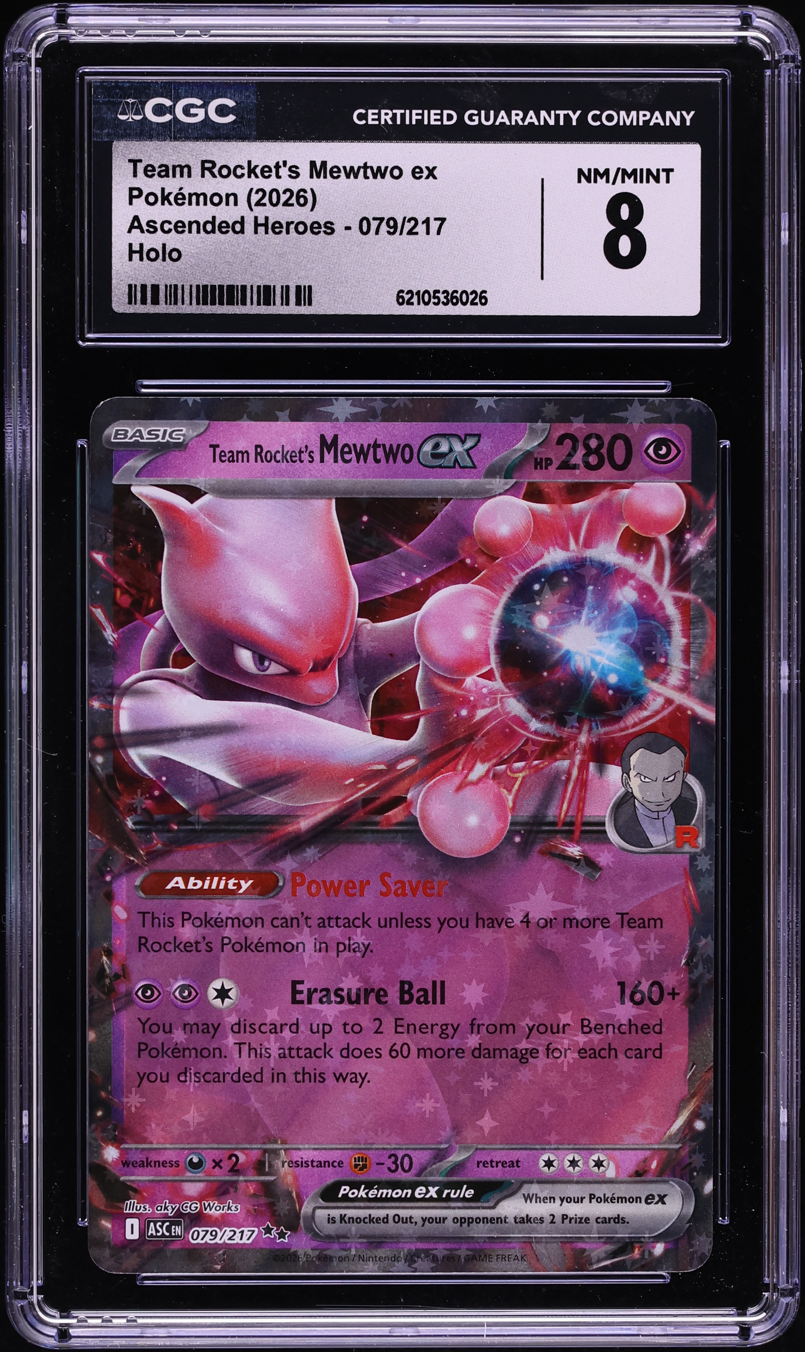 2026 Pokemon Mega Evolution Ascended Heroes Holo Team Rocket's Mewtwo Ex #79 CGC 8 NM-MT