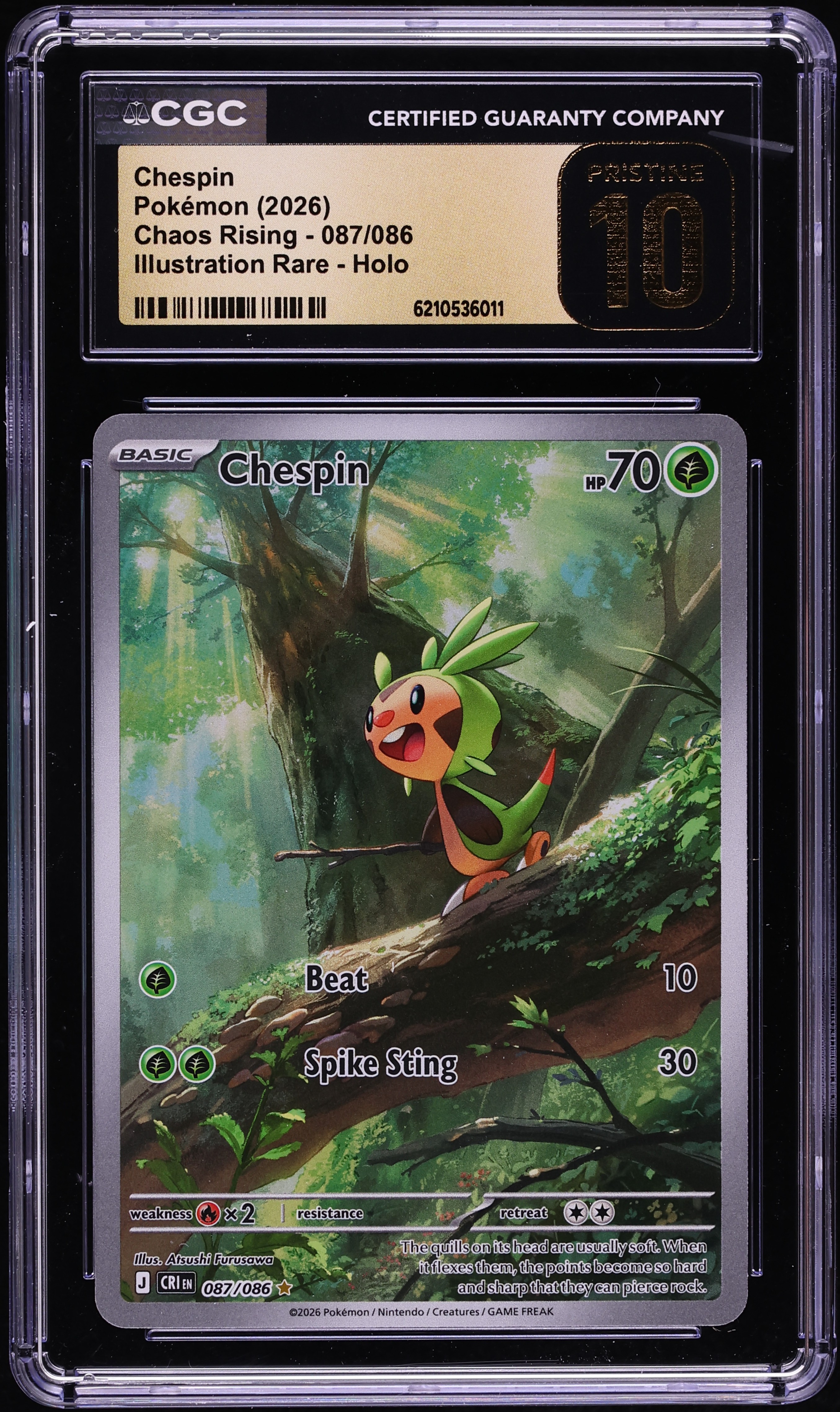 2026 Pokemon Mega Evolution Chaos Rising IR Chespin #87 CGC 10 PRISTINE