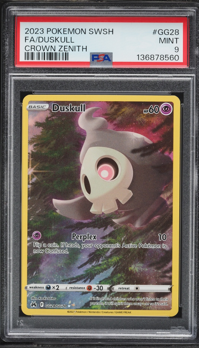 2023 Pokemon Sword & Shield Crown Zenith Full Art Duskull #GG28 PSA 9 MINT