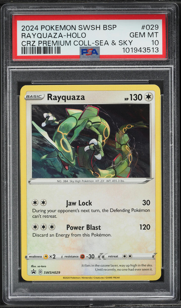 2024 Pokemon SWSH Black Star Promo Premium Sea & Sky Holo Rayquaza #029 PSA 10 - Main Image