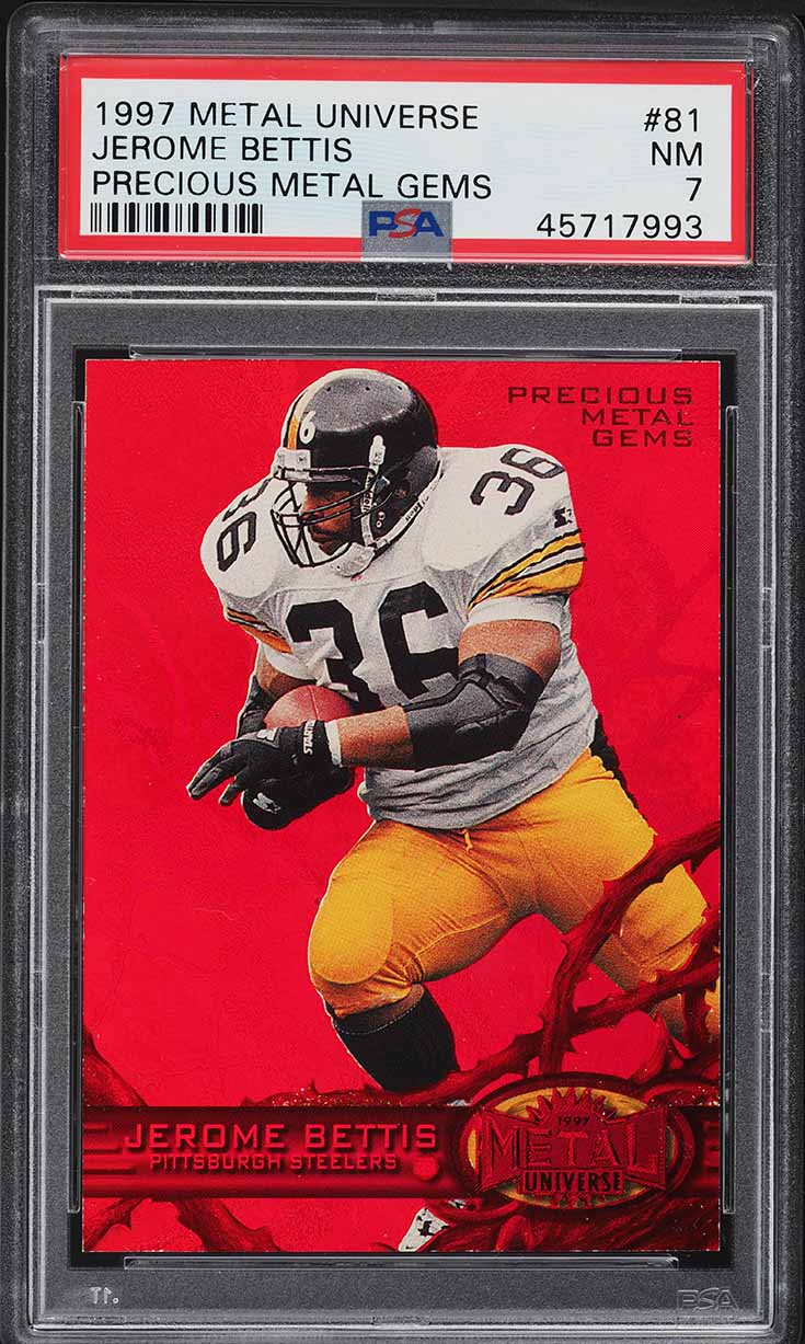 1997 Metal Universe Precious Metal Gems PMG Red Jerome Bettis /150 #81 PSA 7