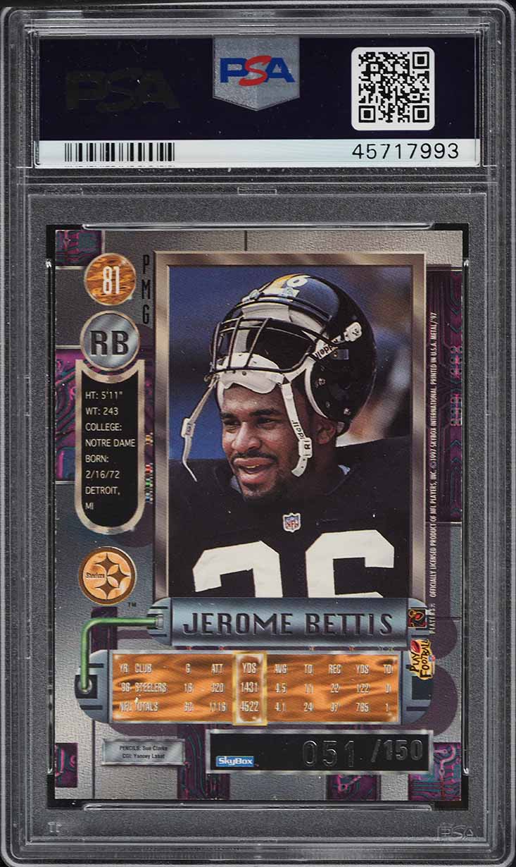 1997 Metal Universe Precious Metal Gems PMG Red Jerome Bettis /150 #81 PSA 7