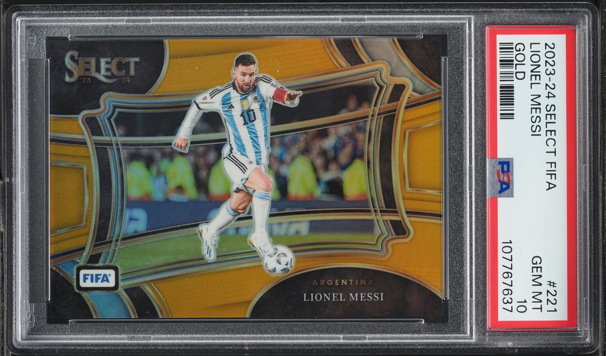 2023 Select FIFA Field Level Gold Prizm Lionel Messi /10 #221 PSA 10 GEM MINT