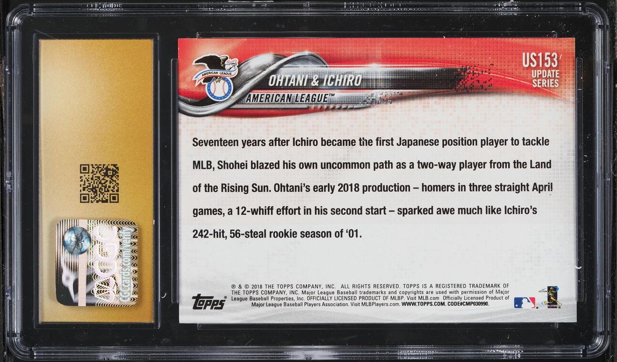 2018 Topps Update Japan's Finest Ichiro & Shohei Ohtani ROOKIE #US153 CGC 10 PRISTINE