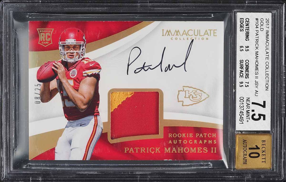 2017 Immaculate Gold Patrick Mahomes II ROOKIE PATCH AUTO /25 #104 BGS ...
