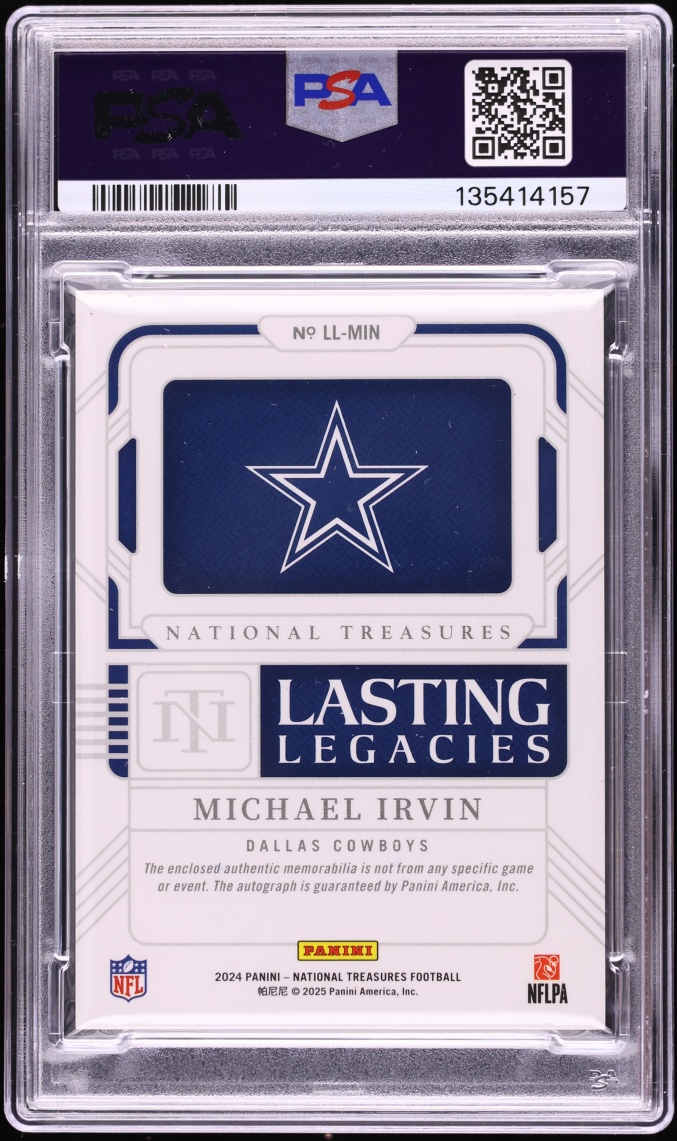 2024 National Treasures Lasting Legacies Michael Irvin PATCH AUTO /99 #LL-MIN PSA 9 MINT