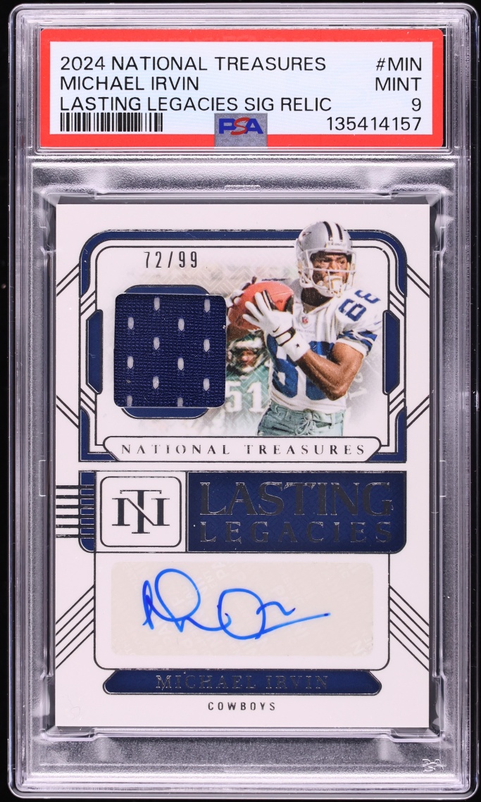 2024 National Treasures Lasting Legacies Michael Irvin PATCH AUTO /99 #LL-MIN PSA 9 MINT