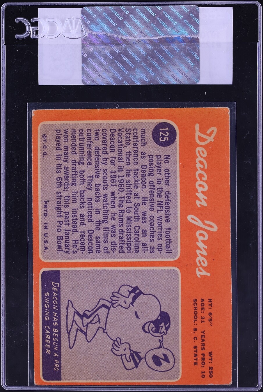 1970 Topps Football Deacon Jones #125 CGC AUTH