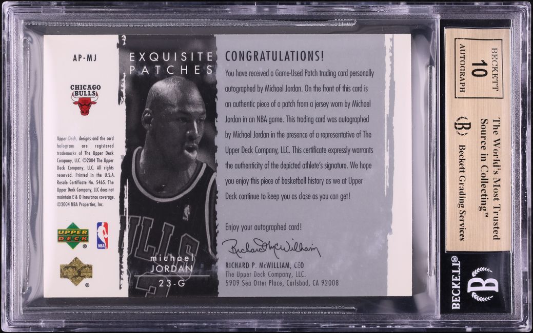 2003 Exquisite Collection Patches Michael Jordan PATCH AUTO /100 #AP-MJ BGS 9.5