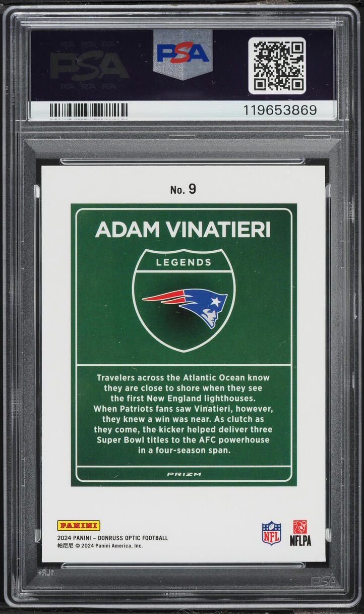 2024 Donruss Optic Downtown Legends Prizm Adam Vinatieri #9 PSA 9 MINT