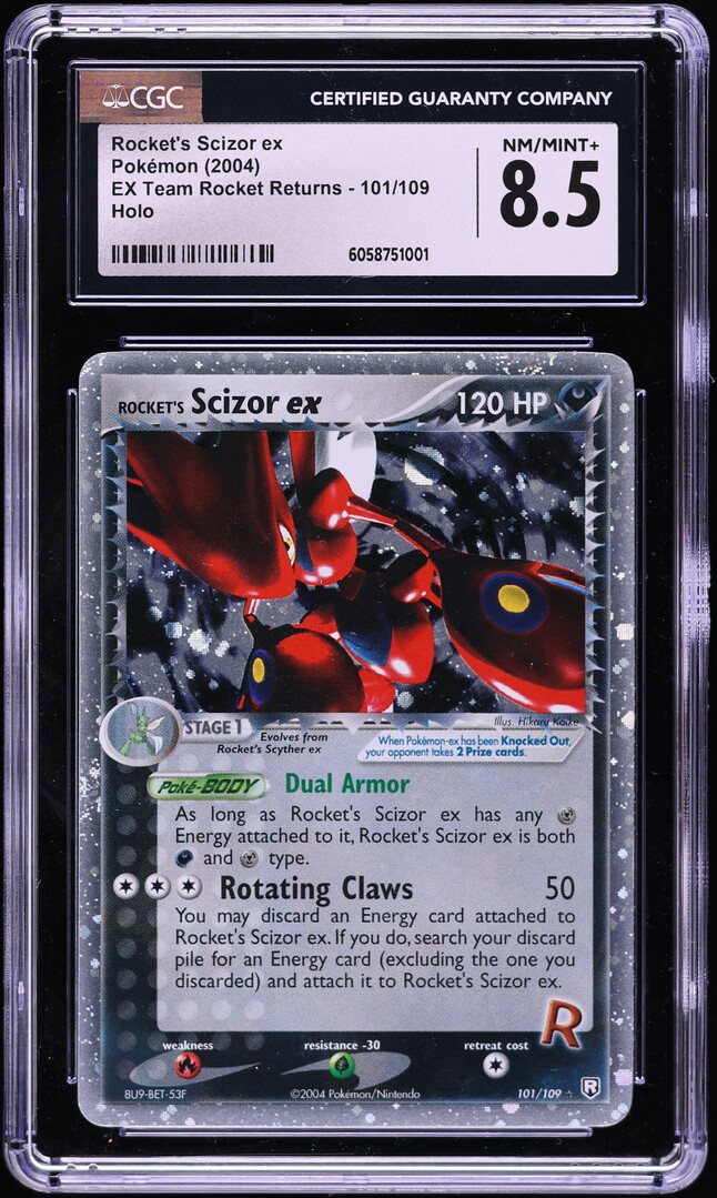 2004 Pokemon EX Team Rocket Returns Rocket's Scizor ex #101 CGC 8.5 NM-MT+