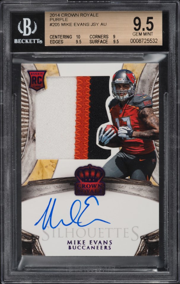 2014 Crown Royale Purple Mike Evans ROOKIE PATCH AUTO /25 #205 BGS 9.5 GEM MINT