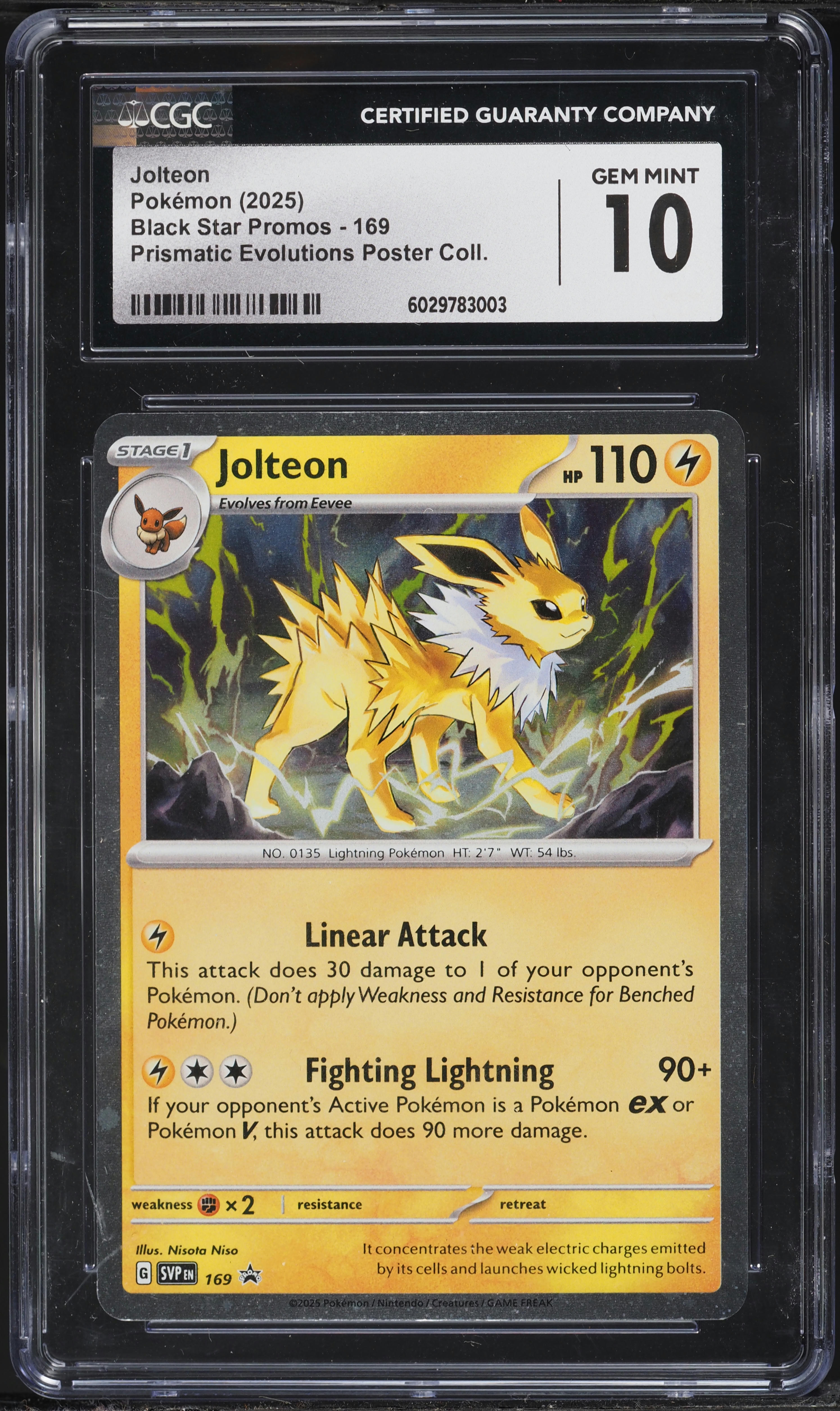 2025 Pokemon Scarlet & Violet Promo Prismatic Evolutions Jolteon #169 CGC 10 GEM MINT
