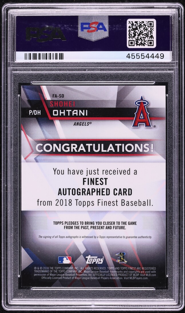 2018 Finest Orange Wave Refractor Shohei Ohtani ROOKIE AUTO /25 #FA-SO PSA 10