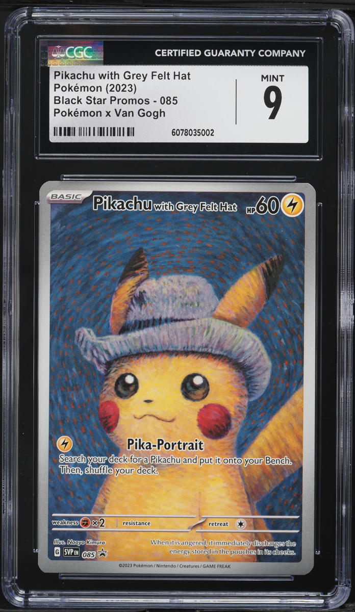 2023 Pokemon SV Black Star Van Gogh Full Art Pikachu With Grey Felt Hat CGC 9