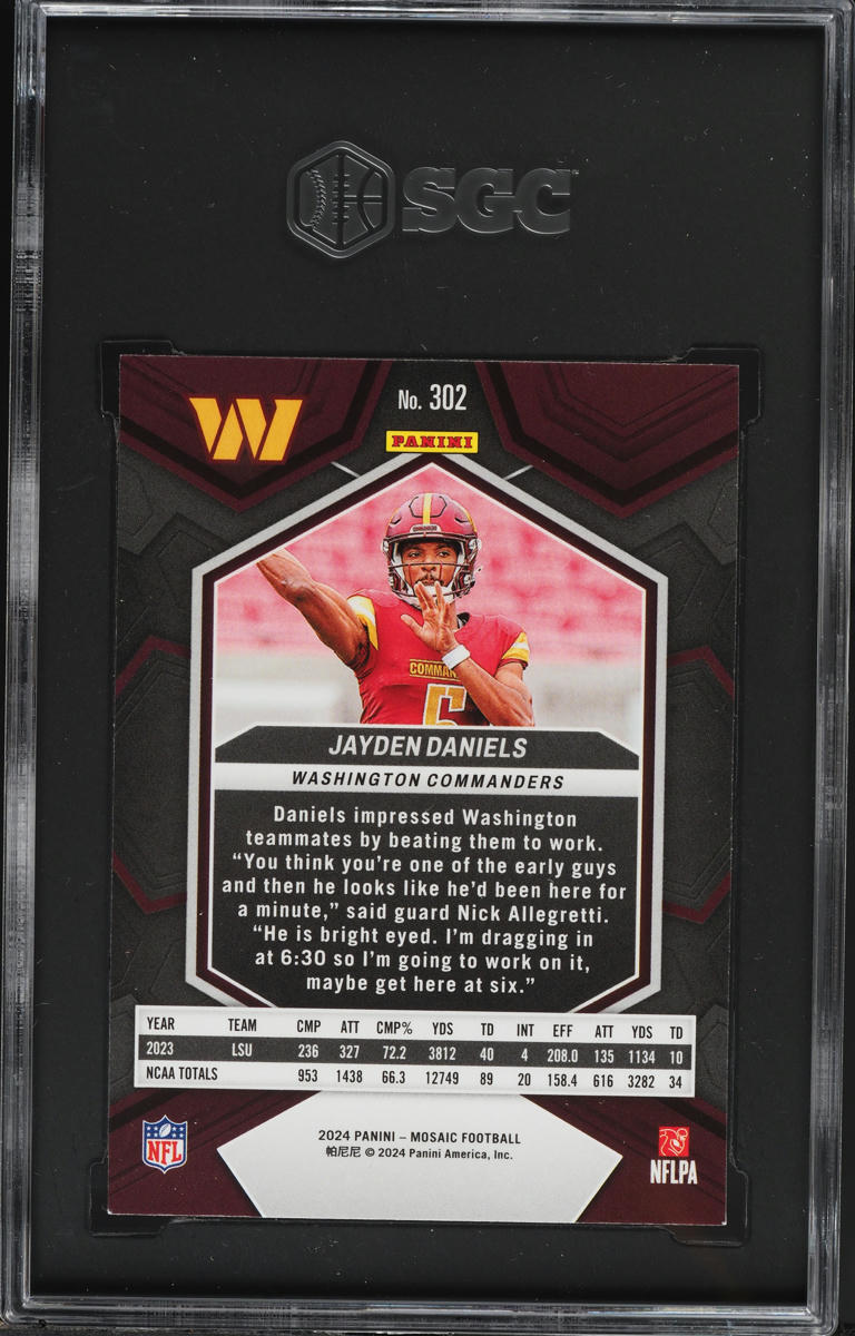 2024 Panini Mosaic Jayden Daniels ROOKIE #302 SGC 9 MINT