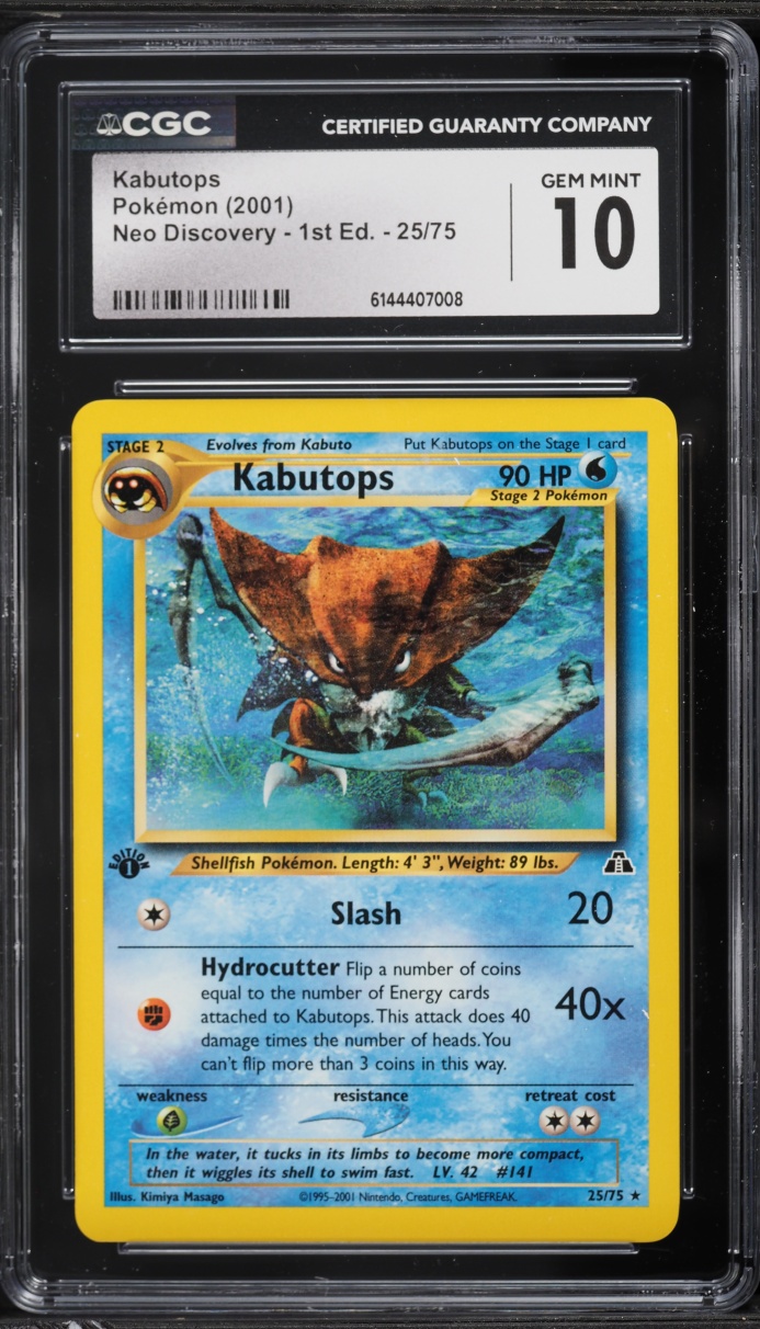 2001 Pokemon Neo Discovery 1st Edition Kabutops #25 CGC 10 GEM MINT
