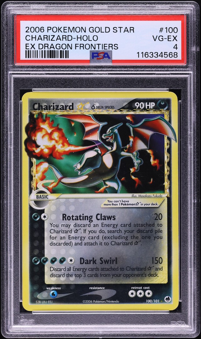 2006 Pokemon EX Dragon Frontiers Holo Charizard Gold Star #100 PSA 4 VGEX