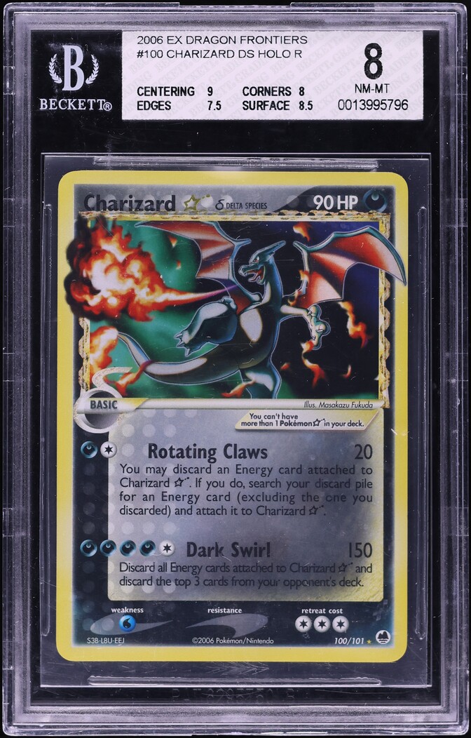 2006 Pokemon EX Dragon Frontiers Holo Charizard Gold Star #100 BGS 8 NM-MT