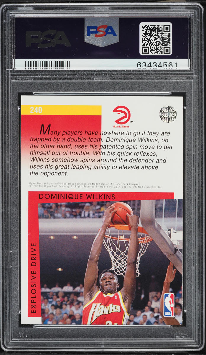 1993 Upper Deck Basketball Dominique Wilkins #240 PSA 10 GEM MINT
