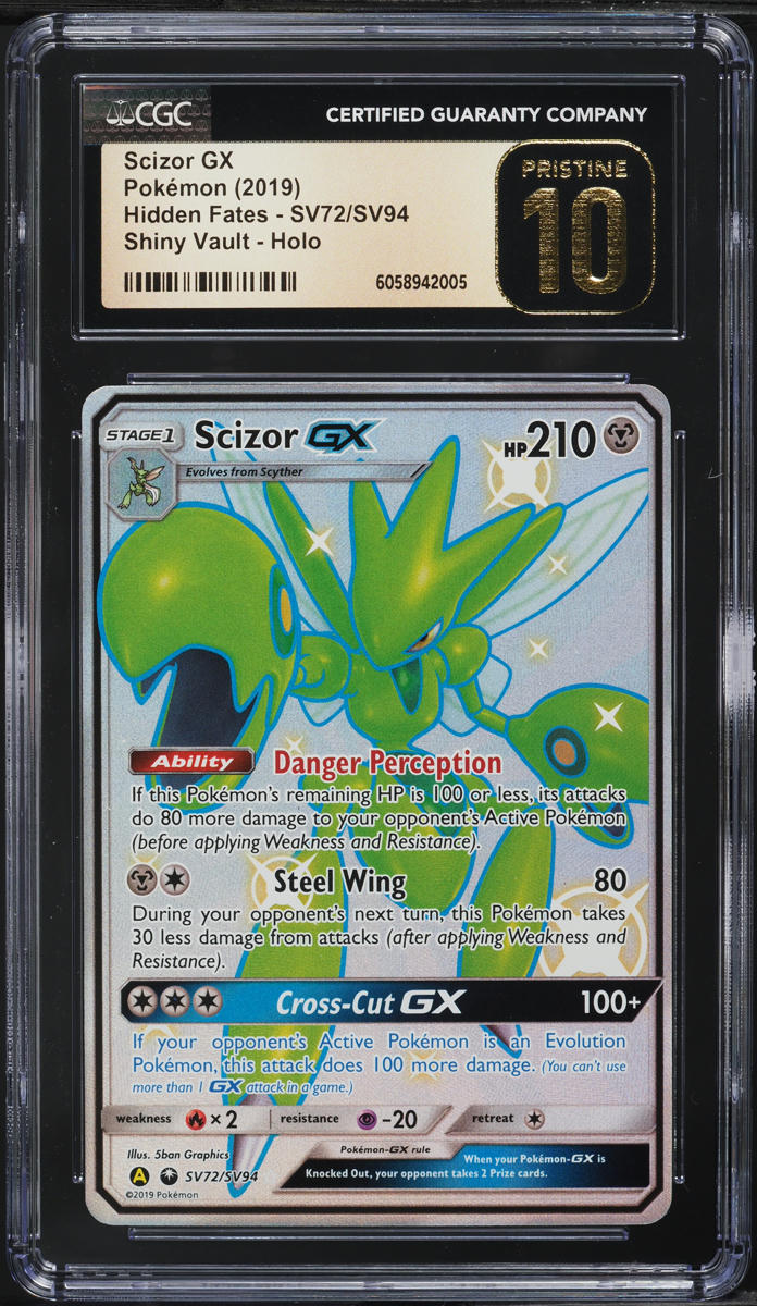 2019 Pokemon Sun & Moon Hidden Fates Shiny Vault Scizor GX #SV72 CGC 10 PRISTINE