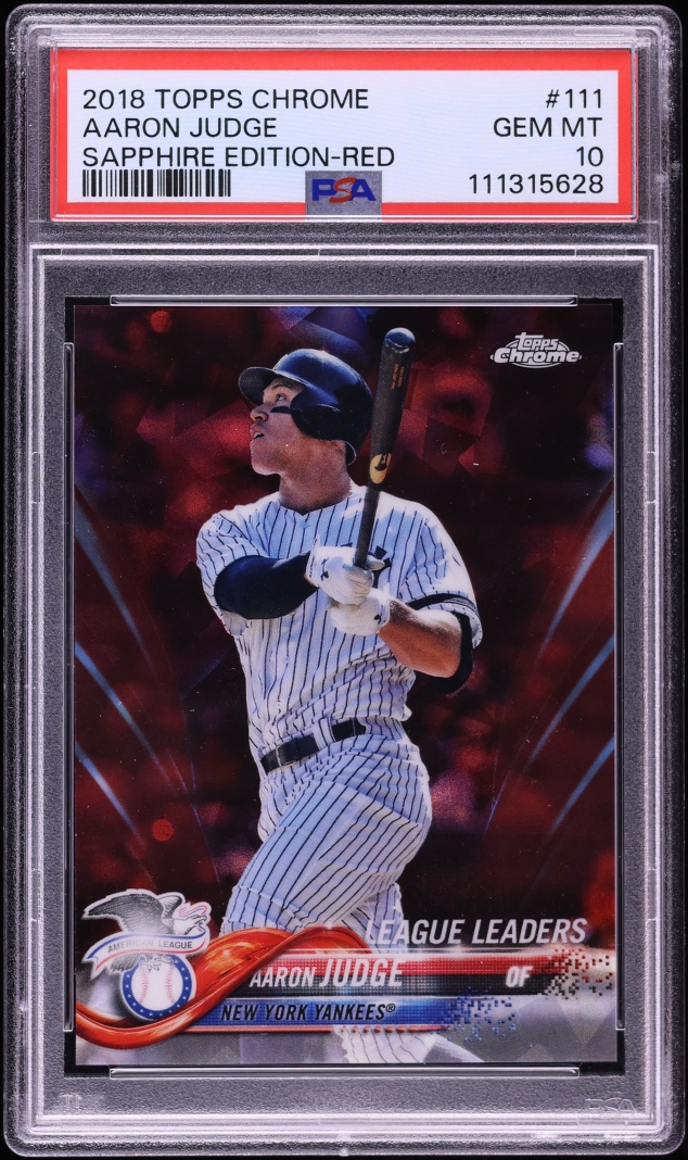 2018 Topps Chrome Sapphire Red Aaron Judge 1/10 #111 PSA 10 GEM MINT
