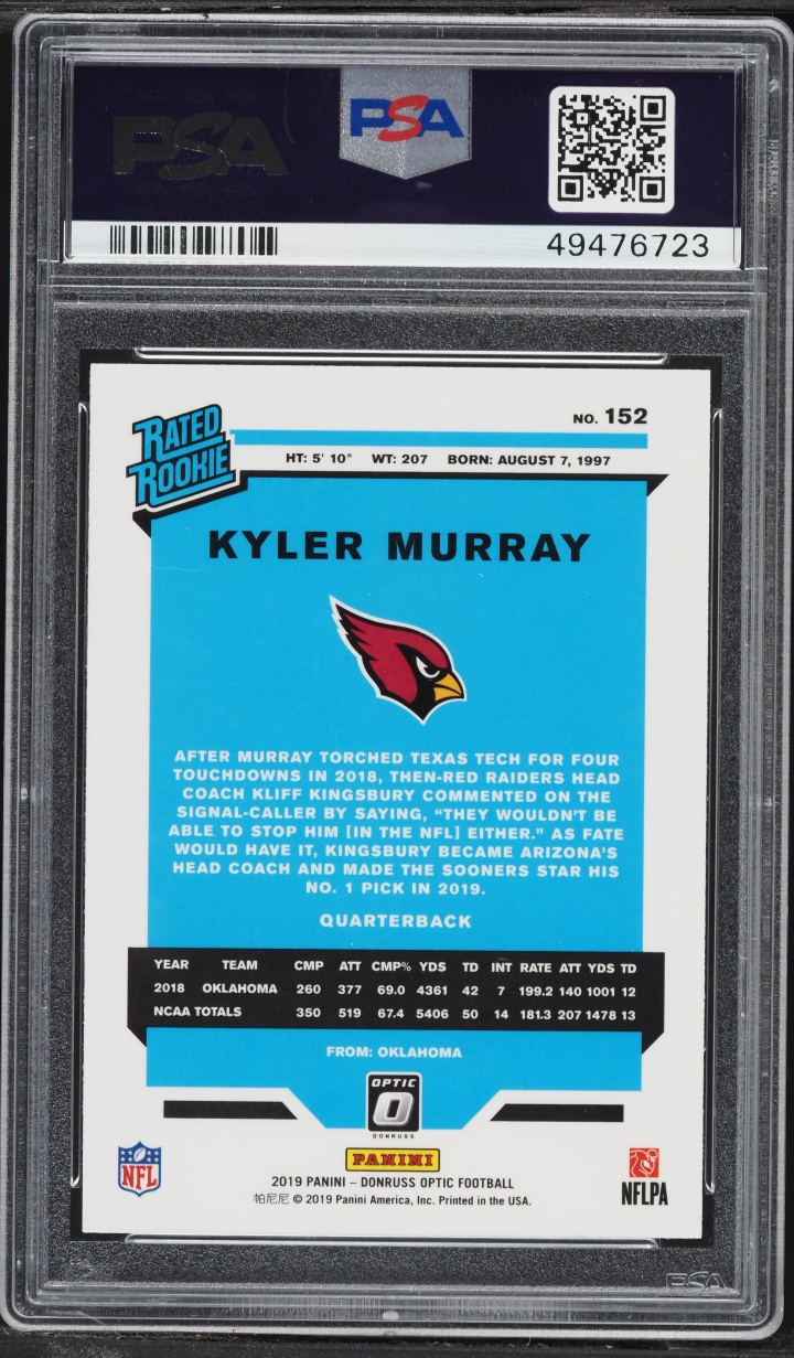 2019 Donruss Optic Kyler Murray ROOKIE #152 PSA 9 MINT