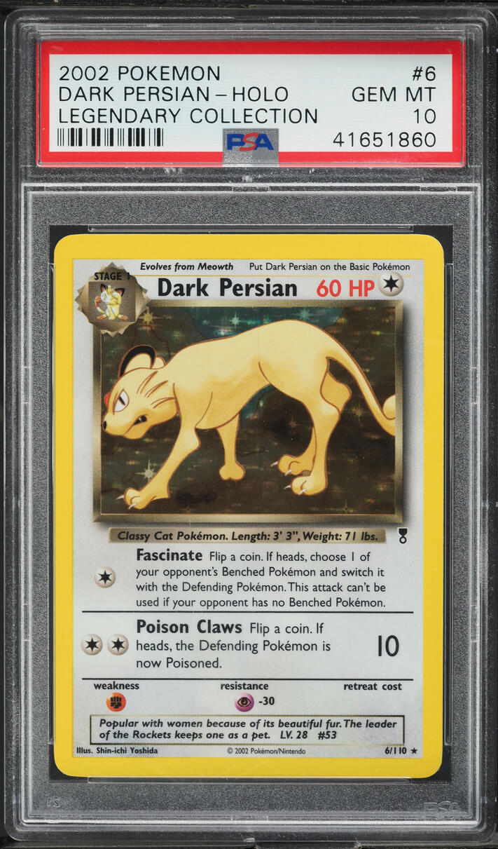 2002 Pokemon Legendary Collection Holo Dark Persian #6 PSA 10 GEM MINT