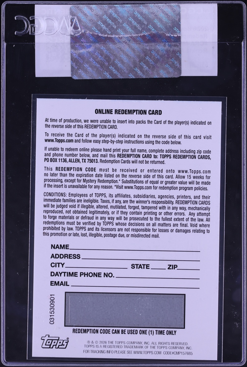 2026 Bowman Redemption Blue Refractor Munetaka Murakami ROOKIE AUTO #CRA-MM CGC AUTH
