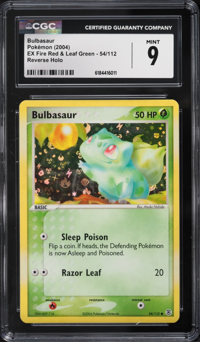 2004 Pokemon EX Fire Red & Leaf Green Reverse Holo Bulbasaur #54 CGC 9 MINT