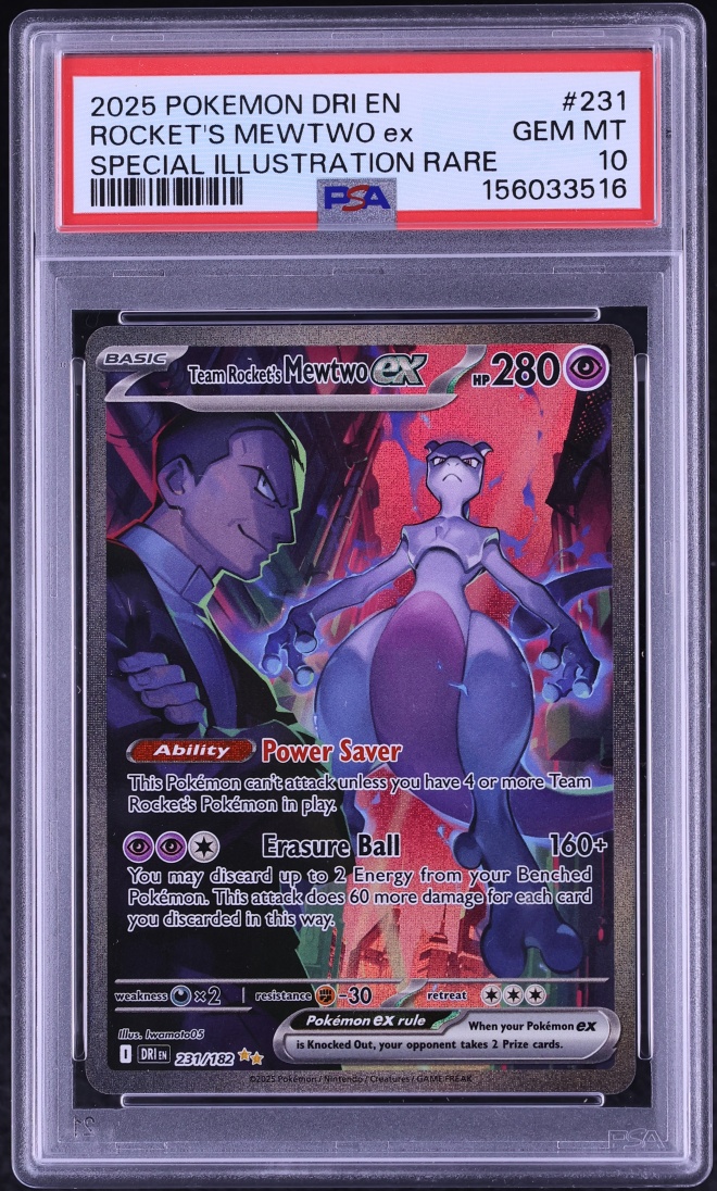 2025 Pokemon Scarlet & Violet Destined Rivals SIR Team Rocket's Mewtwo ex #231 PSA 10 GEM MINT