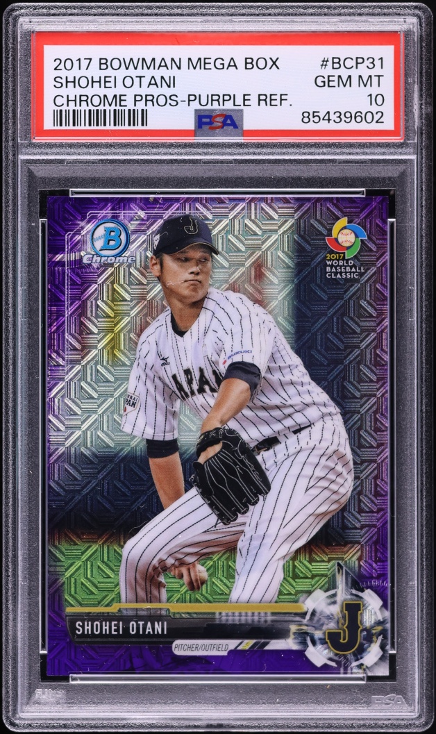 2017 Bowman Chrome Mega Purple Refractor Shohei Ohtani PROSPECT /250 #BCP31 PSA 10 GEM MINT