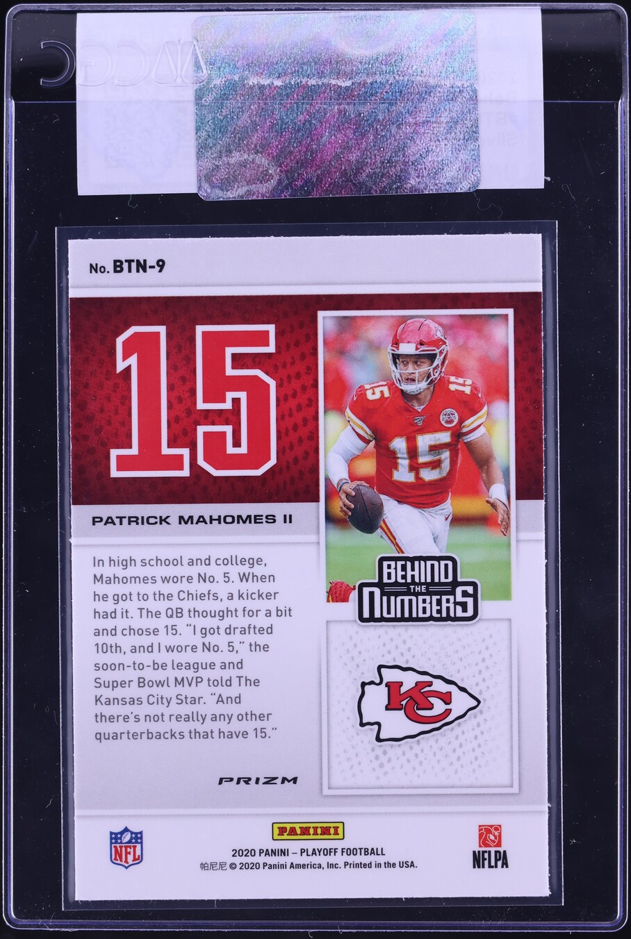 2020 Panini Playoff Behind The Numbers Silver Patrick Mahomes II #BTN-9 CGC AUTH