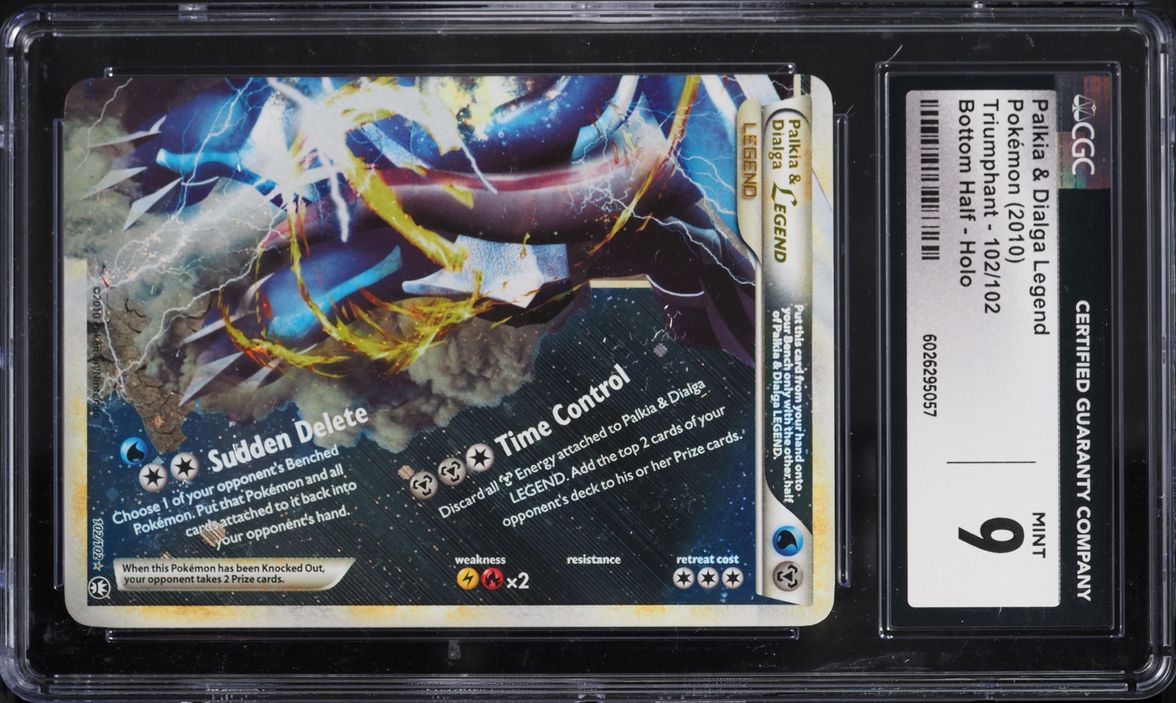 2010 Pokemon HeartGold & SoulSilver Triumphant Holo Palkia & Dialga Legend #102 CGC 9 MINT