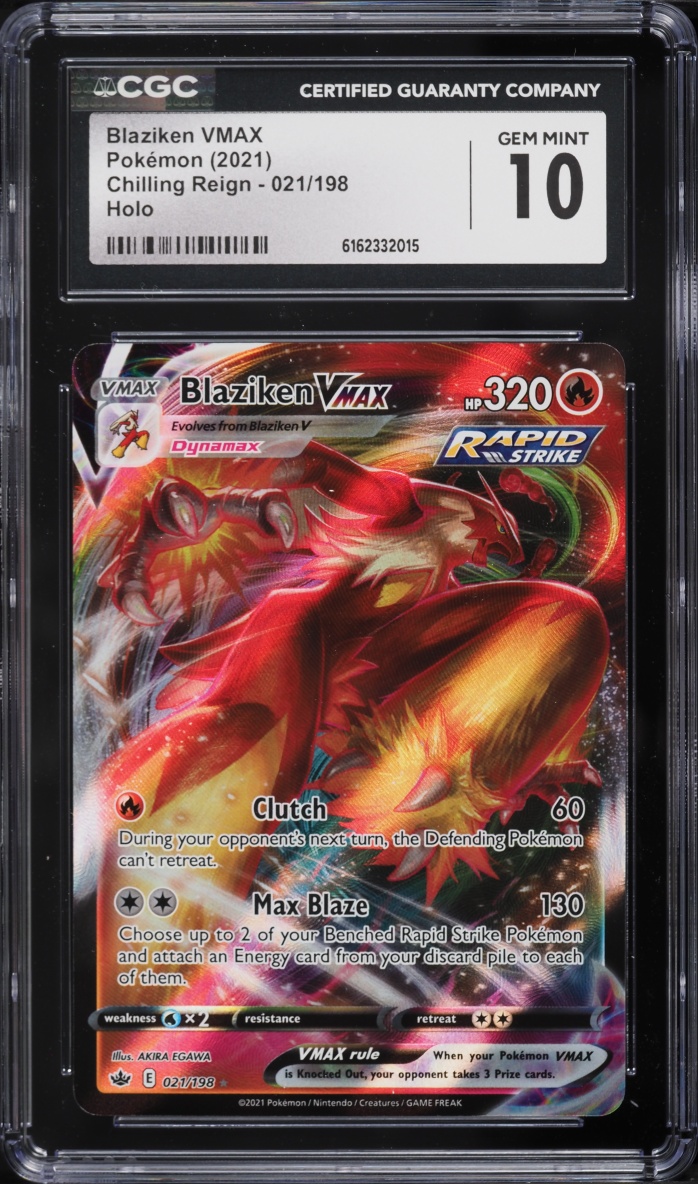 2021 Pokemon Sword & Shield Chilling Reign Full Art Blaziken VMAX #21 CGC 10 GEM MINT