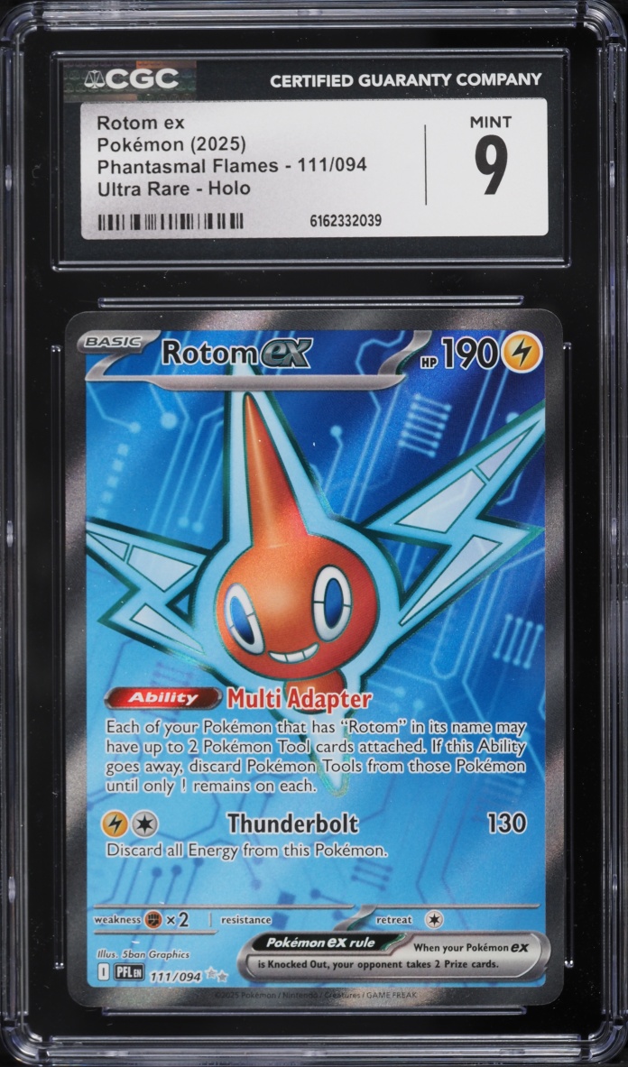 2025 Pokemon Mega Evolution Phantasmal Flames Full Art Rotom ex #111 CGC 9 MINT