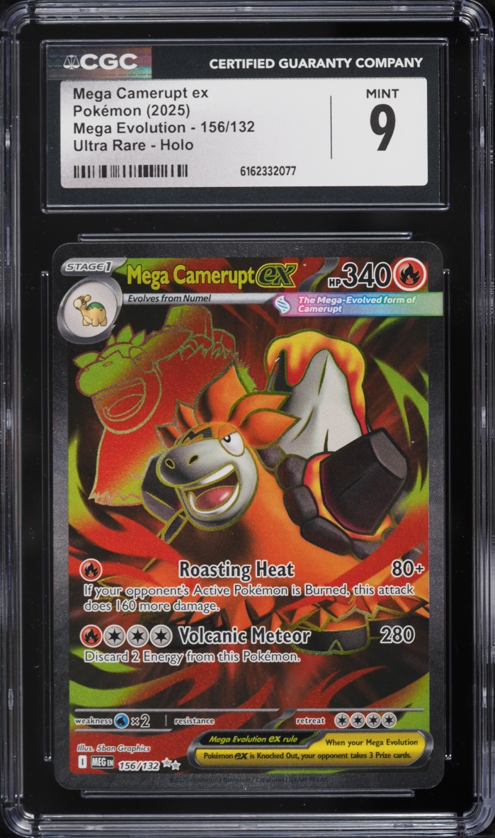 2025 Pokemon Mega Evolution Full Art Mega Camerupt Ex #156 CGC 9 MINT