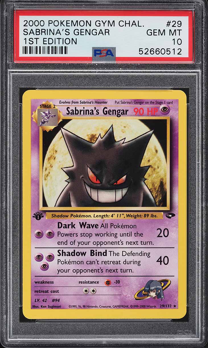 2000 Pokemon Gym Challenge 1st Edition Sabrina's Gengar #29 PSA 10 GEM MINT