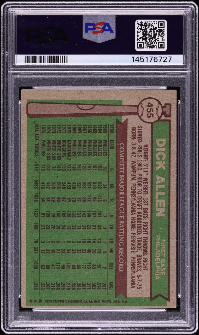 1976 Topps Dick Allen #455 PSA 4 VGEX