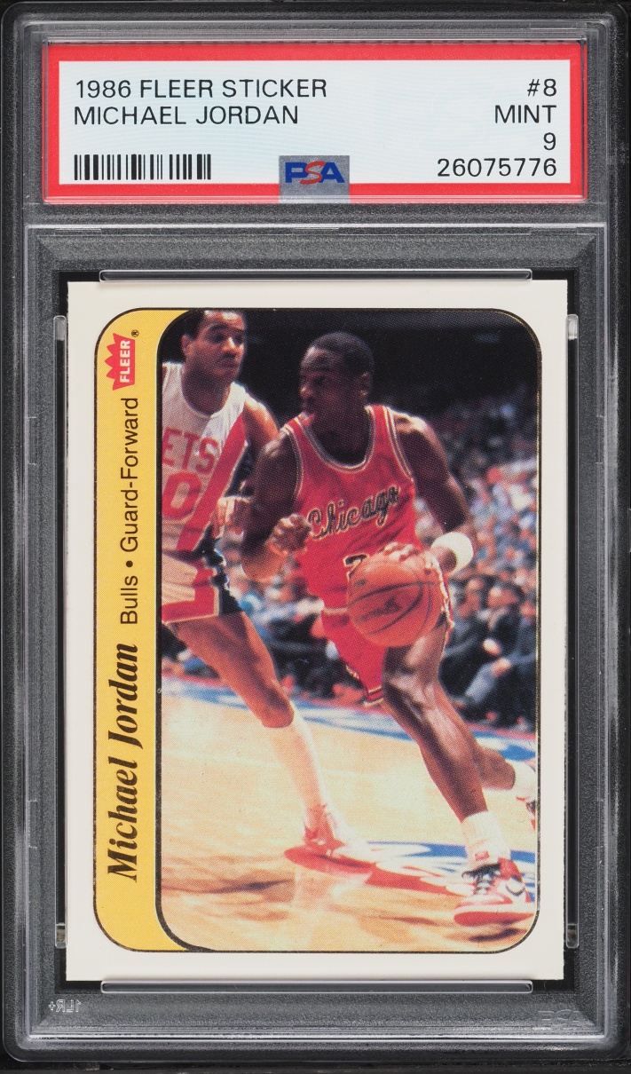 1986 Fleer Sticker Michael Jordan ROOKIE #8 PSA 9 MINT