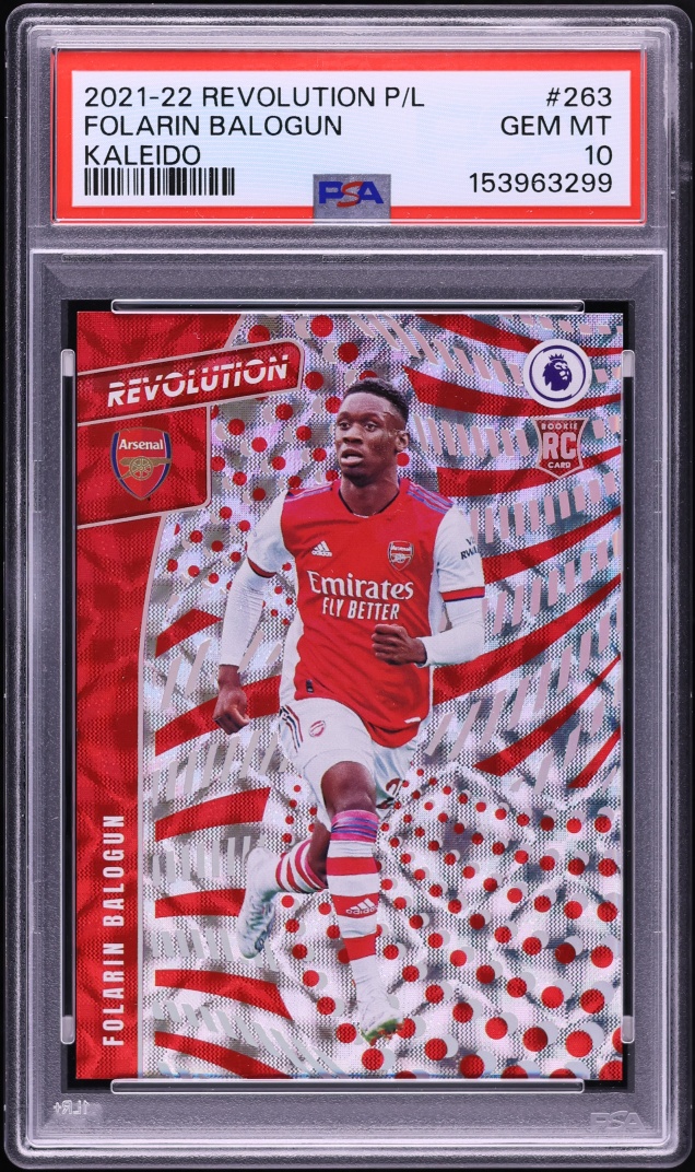 2021 Panini Revolution Premier League Kaleido Folarin Balogun ROOKIE /30 #263 PSA 10 GEM MINT