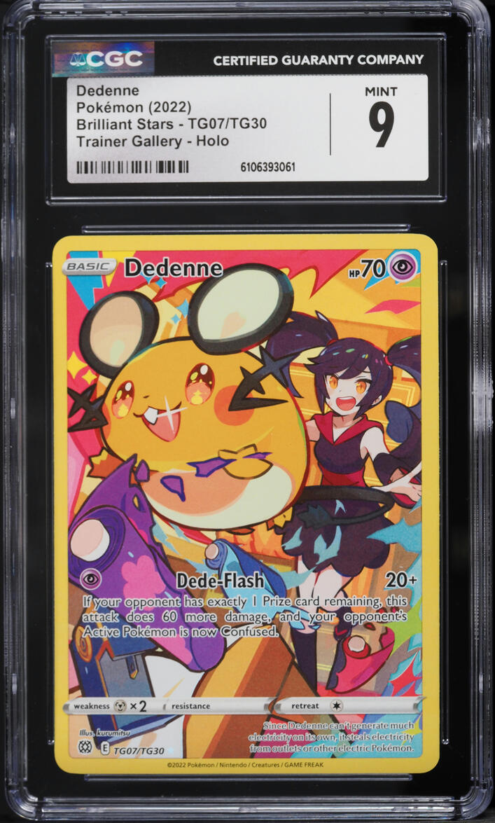 2022 Pokemon Sword & Shield Brilliant Stars Trainers Gallery CHR Dedenne #TG07 CGC 9 MINT