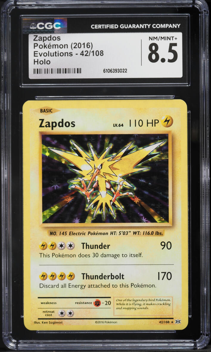 2016 Pokemon XY Evolutions Holo Zapdos #42 CGC 8.5 NM-MT+