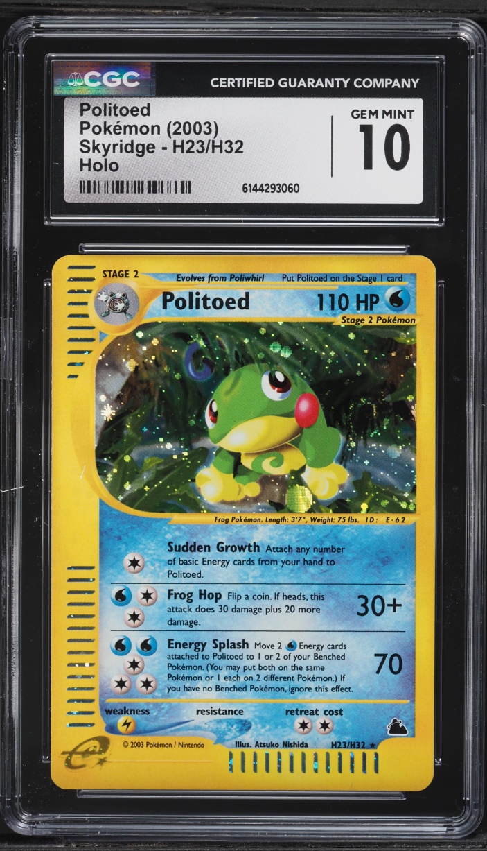 2003 Pokemon Skyridge Holo Politoed #H23 CGC 10 GEM MINT