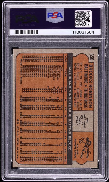 1972 Topps Brooks Robinson #550 PSA 9 MINT