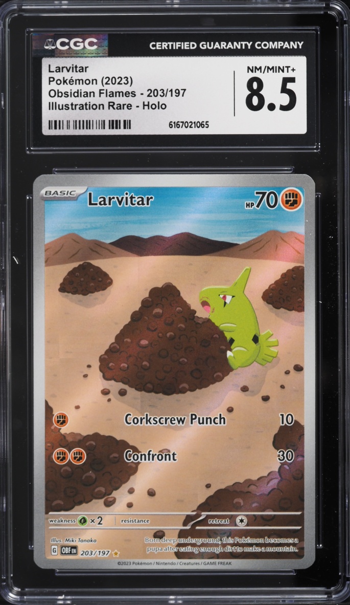 2023 Pokemon Scarlet & Violet Obsidian Flames IR Larvitar #203 CGC 8.5 NM-MT+
