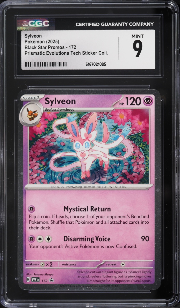 2025 Pokemon Scarlet & Violet Promo Prismatic Evolutions Tech Sticker Sylveon #172 CGC 9 MINT