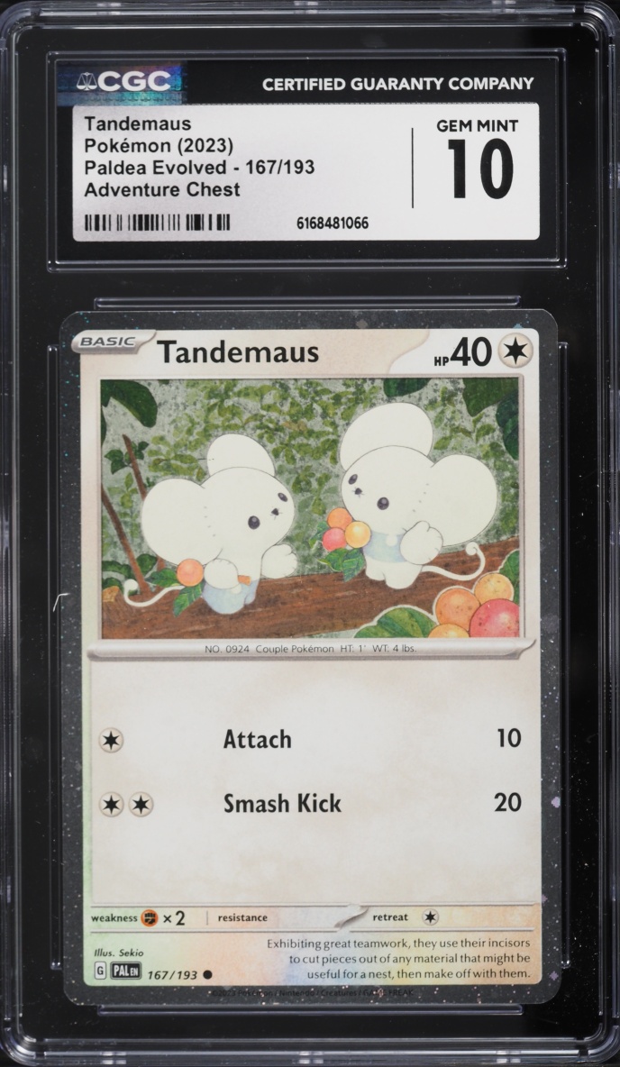 2023 Pokemon Scarlet & Violet Paldea Evolved Adventure Chest Tandemaus #167 CGC 10 GEM MINT